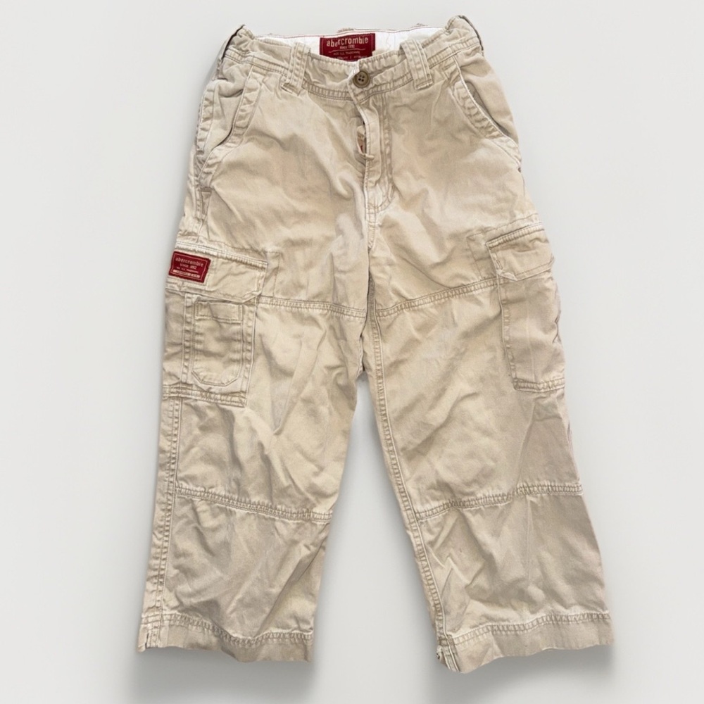 Vintage Y2K Abercrombie Kids Cargo Pants Khaki Tan Utility Size 7 Boys